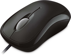 Microsoft Basic Optical Mouse - Ratón - para diestros y zurdos - óptico - 3 botones - con cable - USB - negro