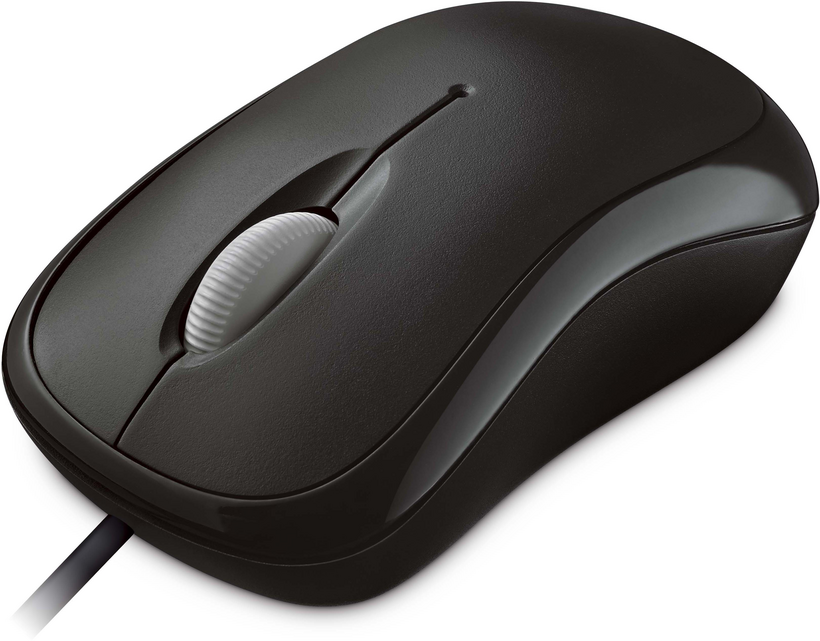 Microsoft Basic Optical Mouse - Mouse - right and left handed - optical - 3 buttons - with cable - USB - black