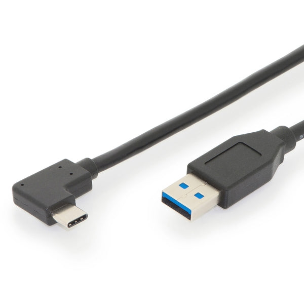 DIGITUS CABLE USB-C 90° TO USB-A 1M - BLACK