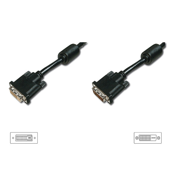 DIGITUS DVI EXTENSION CABLE DVI24+1 2X FERRIT M/F 3.0M DVI-D DUAL LINK BLACK