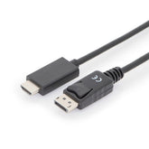 DIGITUS CABLE ADAPTER DISPLAYPORT HDMI M/M 1MT BLACK