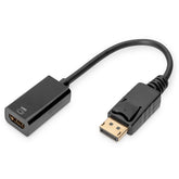 CABLE DIGITUS ADAP DISPLAYPORT - HDMI 2.0 ACTIVO AM/F 0.2MW/INTERLOCK NEGRO