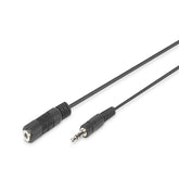 DIGITUS AUDIO STEREO EXTENSION CABLE 3.5 1.50M CCS 2X0.10/10 SHIELDED M/F BLACK