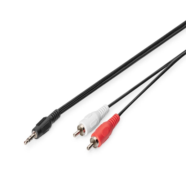 DIGITUS AUDIO CABLE ADAP STEREO 3.5 - 2X RCA 1.50M CCS 2X0.10/10 SHIELD M/M BLACK