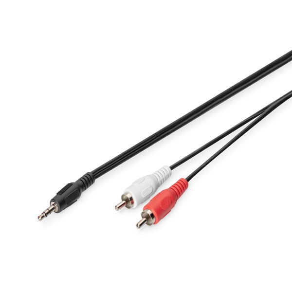 CABLE AUDIO DIGITUS ADAP ESTÉREO 3.5 - 2X RCA 2.50M CCS 2X0.10/10 BLINDAJE M/M NEGRO