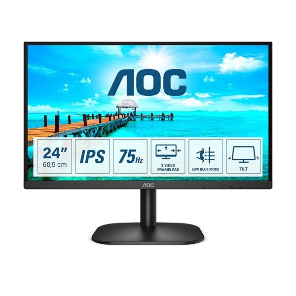 AOC MONITOR IPS 24 (23.8) 16:9 FHD VGA DVI HDMI SPEAKERS 24B2XDA