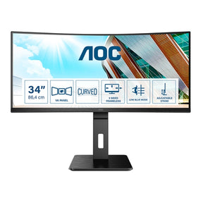 AOC MONITOR VA 34 21:9 QHD CURVED HDMI DP USB SPEAKERS HAS CU34P2A