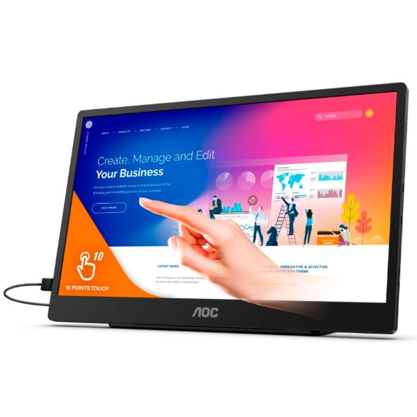 AOC MONITOR PORTABLE IPS 15.6 FHD TOUCHSCREEN HDMI USB-C SPEAKERS 16T2
