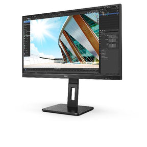 AOC Q27P2Q - Monitor LED - 27" - 2560 x 1440 QHD @ 75 Hz - IPS - 300 cd/m² - 1000:1 - 4 ms - HDMI, VGA, DisplayPort - altifalantes - preto