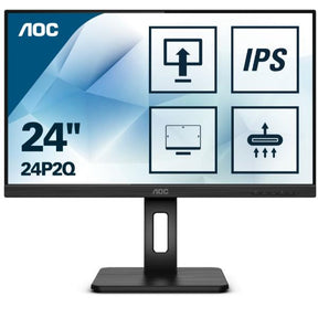 AOC MONITOR IPS 24 (23.8) FHD VGA DVI HDMI DP USB COLUNAS HAS PIVOT 24P2Q