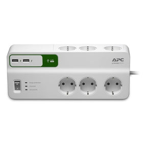 DISPARADOR DE SOBRETENSIONES ESSENTIAL DE APC 6 TOMAS CON 5V 230V 2 PUERTOS USB ALEMANIA