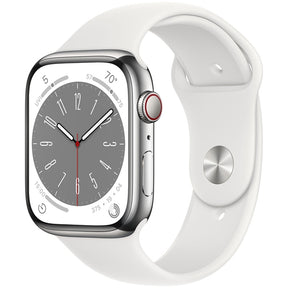 APPLE WATCH SERIES 8 GPS+CELLULAR CAJA DE ACERO INOXIDABLE DE 45 MM EN PLATA CON SP BLANCO