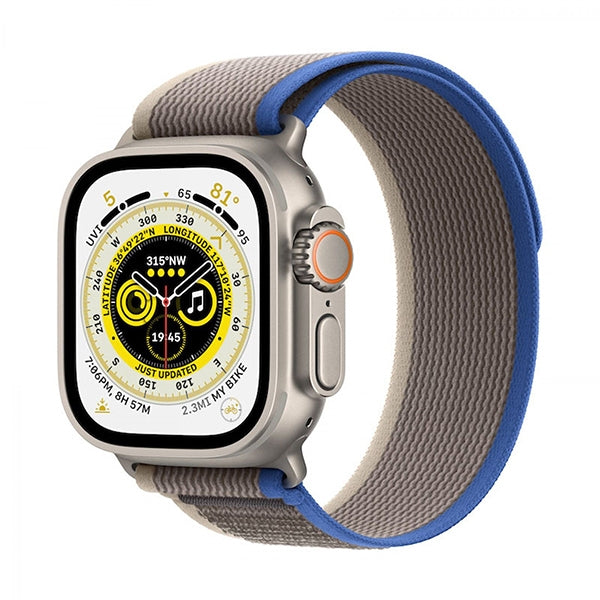 APPLE WATCH ULTRA GPS+CELLULAR 49MM TITANIUM CASE WITH BLUE/GRAY TRAIL LOOP M/L