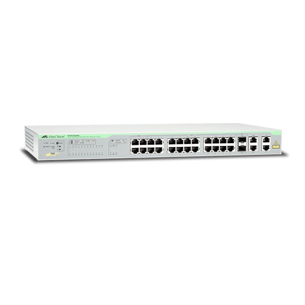 CONMUTADOR ALLIED TELESIS 24 PUERTOS 10/100 PoE WEBSMART 4X ENLACE ASCENDENTE SFP