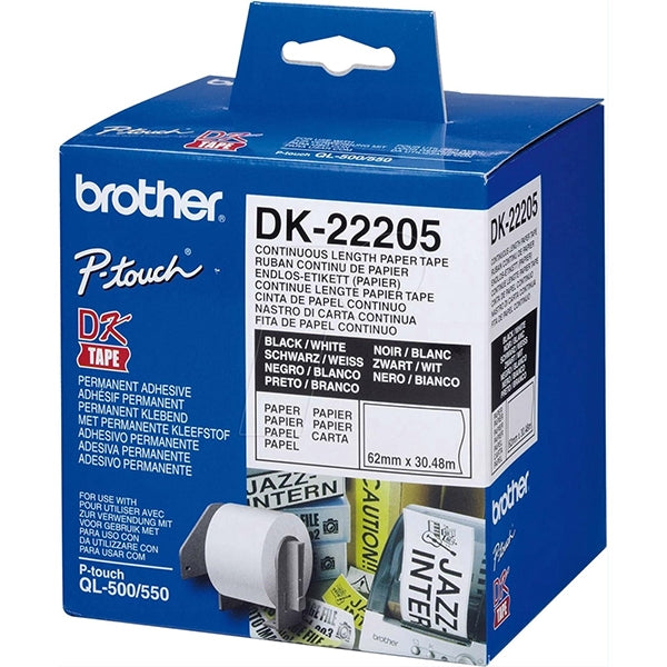 BROTHER ROLL PAPER CONT WHITE 62MM SEAL