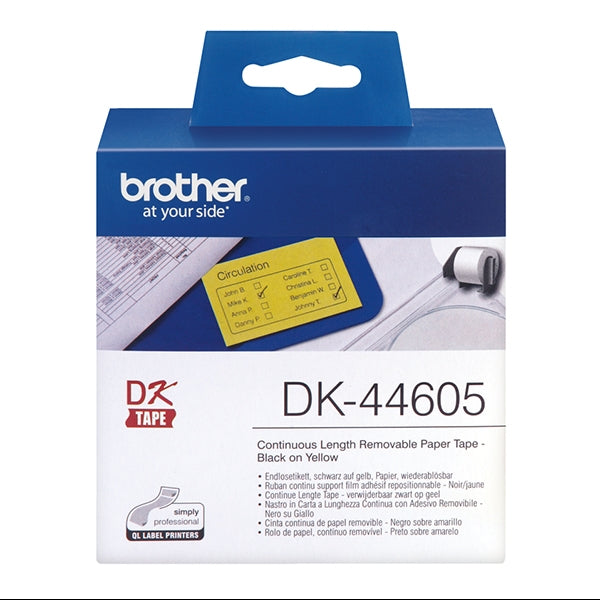 BROTHER ROLL PAPER CONT YELLOW 62MM REMOV