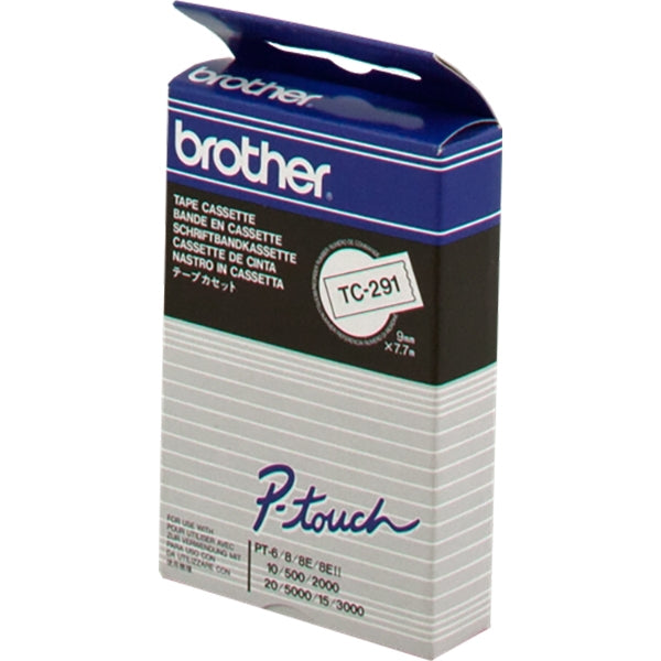 BROTHER TAPE 9MM BLACK/WHITE LAMINATED