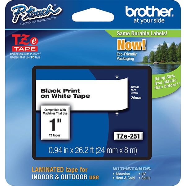 BROTHER FITA 24MM BRANCO/PRETO LAMINADA