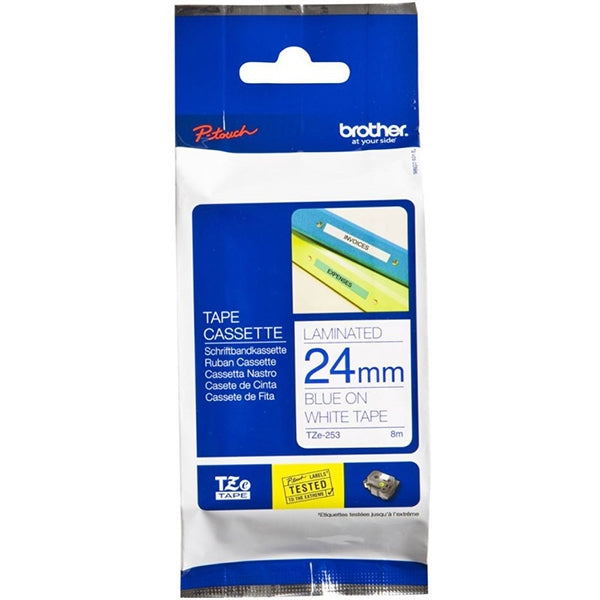 BROTHER TAPE 24MM WHITE/BLUE