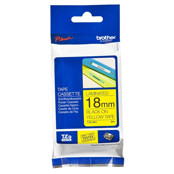 BROTHER TAPE 18MM YELLOW/BLACK