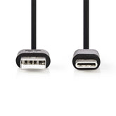 NEDIS CABO USB2.0 USB-A MACHO / USB-C MACHO PRETO 1MT