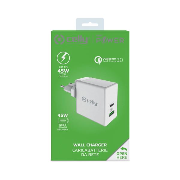 CARGADOR RED USB+TIPO C 45W WHITE