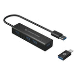 CONCEPTRONIC HUB USB3.0 4 PUERTOS USB3.0 ALUMINIO+ ADAPTADOR USB-C NEGRO