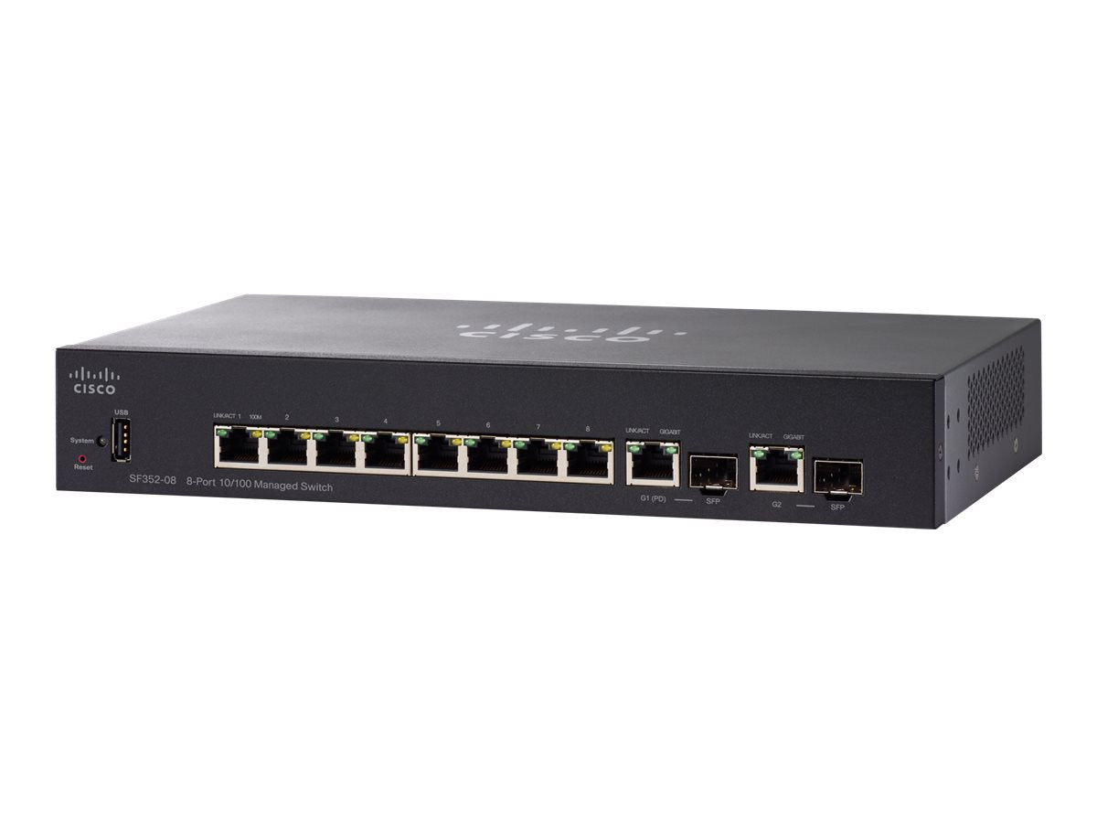 Cisco Small Business SF352-08 - Switch - L3 - Admin - 8 x 10/100 + 2 x Gigabit Ethernet/Gigabit SFP conjunto - escritorio (SF352-08-K9-EU)