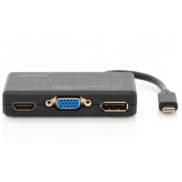 CONVERTIDOR A/V DIGITUS USB TIPO-C MULTIPUERTO 4 EN 1 SALIDA: DP+HDMI+DVI+VGA HASTA 4K