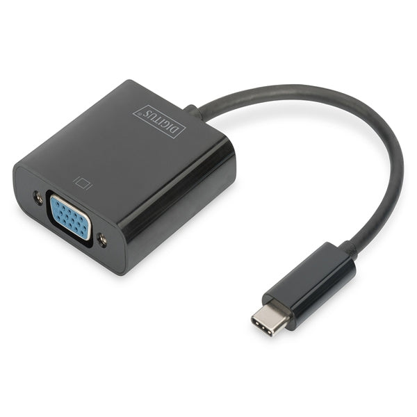 ADAPTADOR DIGITUS USB TIPO-C A VGA FULL HD 1080P LONGITUD DEL CABLE: 19,5 CM NEGRO