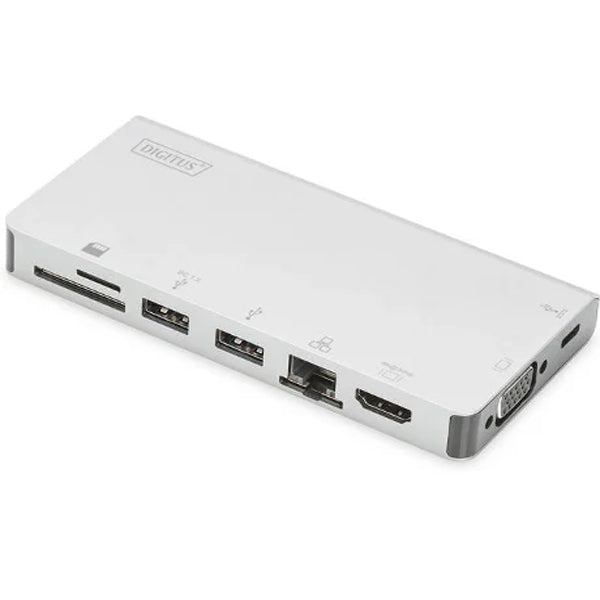 DIGITUS USB-C TRAVEL DOCK 8 PORT 2X VIDEO 2X USB-C 2X USB3.0 RJ452X CARD READER