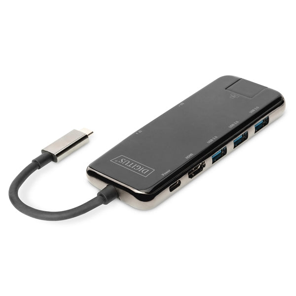DIGITUS USB-C DOCK 8 PUERTOS GRIS HDMI RJ45 3X USB 3.0 SD/MICROSD USB-C (PD)