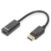 DIGITUS CABLE ADAPTER DP - HDMI TYPE AM/F 0.15MW/INTERLOCK DP 1.1A BLACK