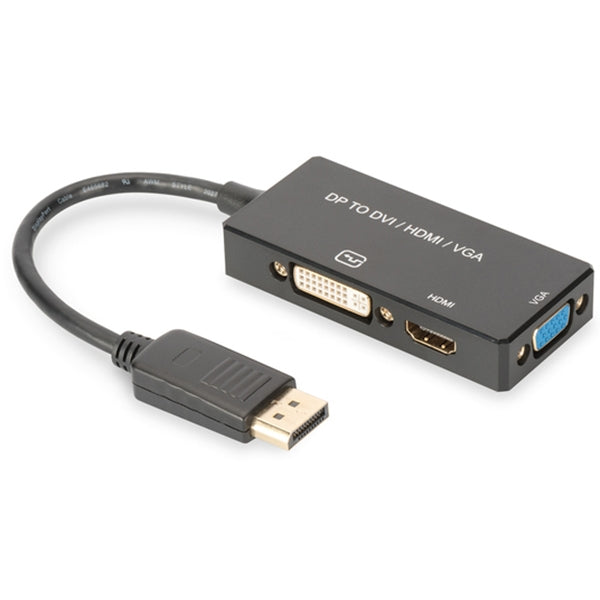 ADAPTADOR DIGITUS DISPLAYPORT HDMI+DVI+VGA MF/F/F 0.2MT