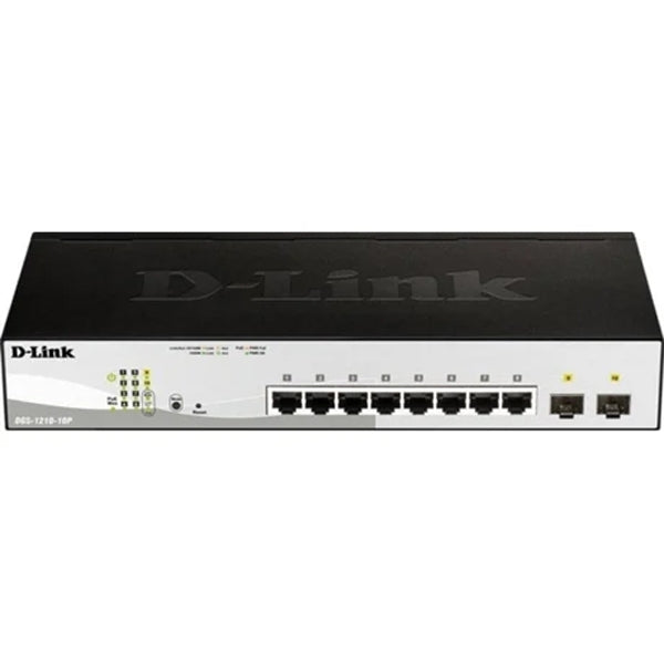 SWITCH INTELIGENTE POE GIGABIT D-LINK 8 PUERTOS 10/100/1000MBPS + 2 SFP. (65W)