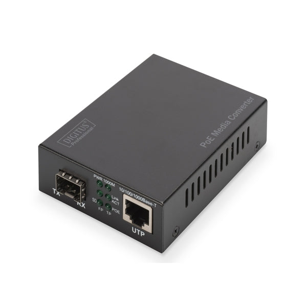 DIGITUS POE AT MEDIA CONVERTER SFP 10/100/1000BASE-T TO SFP OPEN SLOT