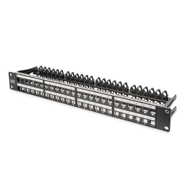 DIGITUS MODULAR PATCH PANEL SHIELDED 48-PORT LABEL FIELD 1U RACK MOUNT RAL 9005