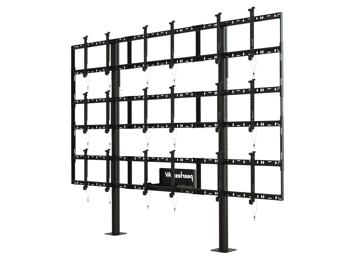 Peerless-AV MountSmart Modular Video Wall Pedestal DS-S555-3X3 - Mounting Kit (Floor Mount) - for 9 LCD / Plasma Panels - Powder Coated Aluminum - Black - Screen Size: 46"-55"