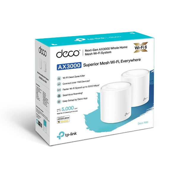 TP-Link AX3000 Whole Home Mesh Wi-Fi System Router 2-PACK - Deco X60(2-pack)