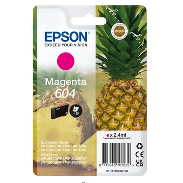 EPSON MAGENTA INK 604 XP2200/05/3200/05/4200/05/WF2910/30/35/50