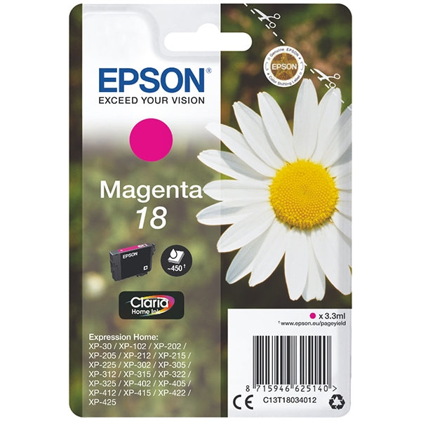 EPSON TINTEIRO MAGENTA 18 XP102/XP205/XP305/XP405 C/ALARME