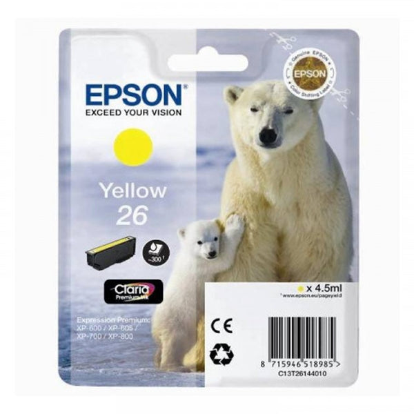 EPSON YELLOW CARTRIDGE 26 CLARIA PREMIUM WITH ALARM XP-800/700/600/605/820/720/62