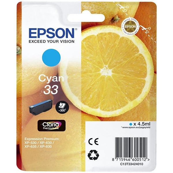 EPSON TINTEIRO AZUL 33 CLARIA PREMIUM XP-530/630/635/830