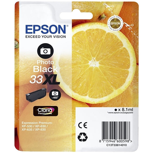 CARTUCHO DE TINTA EPSON NEGRO FOTO 33XL CLARIA PREMIUM XP-530/630/635/830