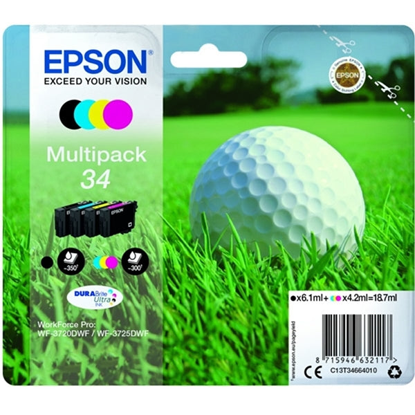 EPSON INK PACK 4 COLORS 34 PRO WF-3725DWF/WF-3720DWF