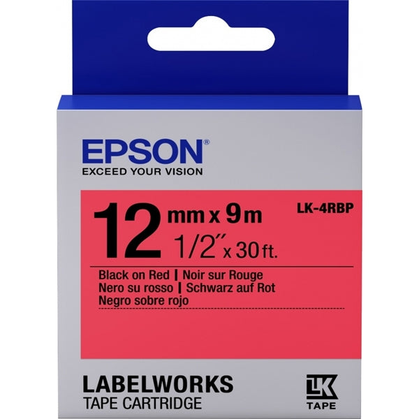 EPSON TAPE LK-4RBP PASTEL BLK/RED 12/9