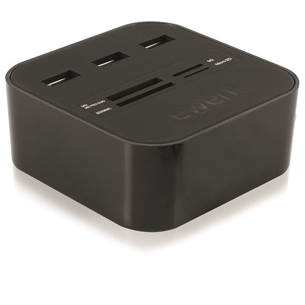 LECTOR DE TARJETAS EWENT HUB USB2.0 + HUB 3 PUERTOS