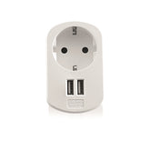 EWENT CHARGER USB 2PORT 3.1A WITH SHUKO POWER SOCKET WHITE