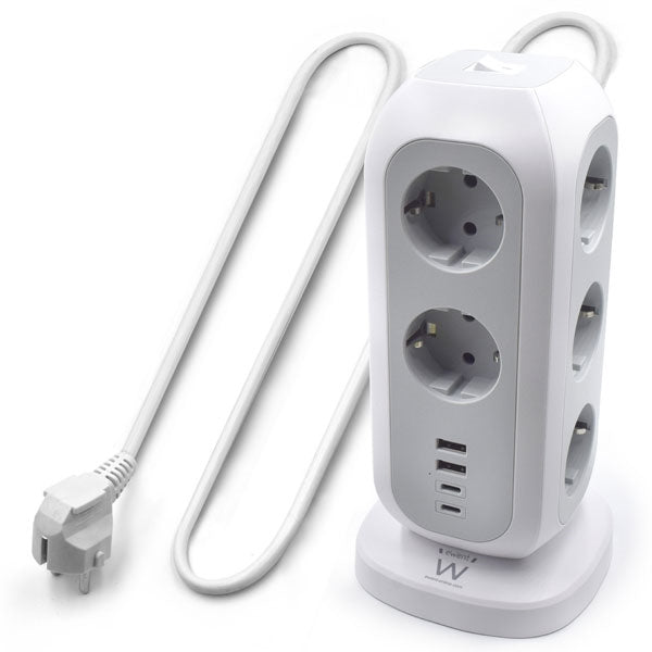 EWENT POWER STRIP OUTLET TOWER 11 SCHUKO+ 2 USB+ 2 USB-C