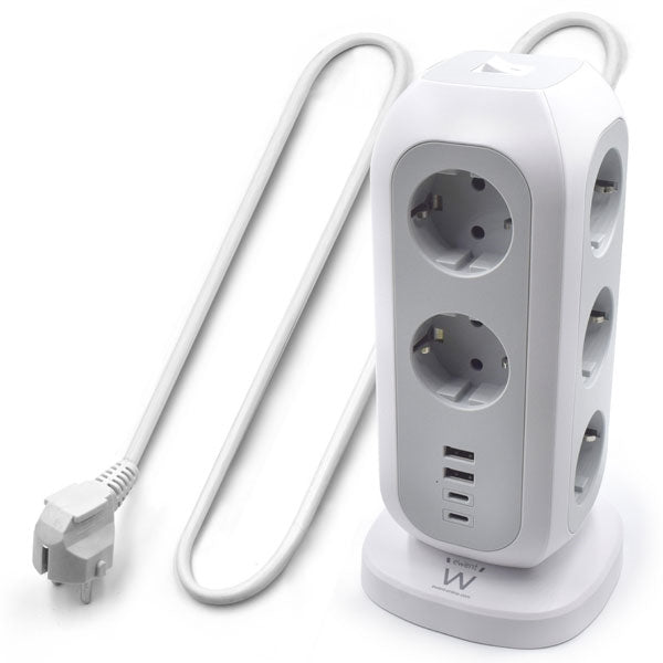 EWENT TORRE DE TOMADAS POWER STRIP 11 SCHUKO+ 2 USB+ 2 USB-C